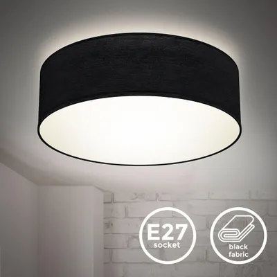 Zdjęcie produktu dla Lampa sufitowa tkanina czarny tekstylny klosz lampa sufitowa salon sypialnia E27