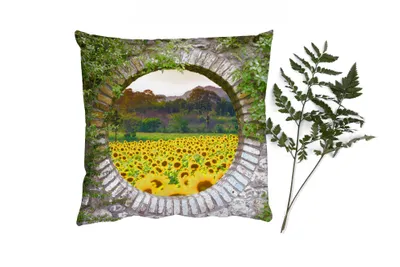 Produktbild von MuchoWow® Zierkissen Sofakissen Wohnzimmer Dekokissen 45x45 cm Durchschauen - Blumen - Sonnenblume - Schlafpolster - Polster für das Sofa
