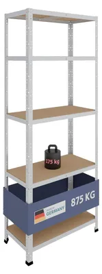 Produktbild von Metallregal Steckregal Lagerregal - Verzinkt - 200 x 80 x 40 cm - 5 Böden - Tragkraft 175 kg je Boden - Für Garage und Keller