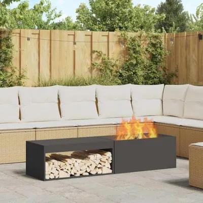 Imagen del producto de Hoguera negra, 160 x 45 x 35 cm, acero resistente a la intemperie, chimeneas, 23,5 kg - 859002