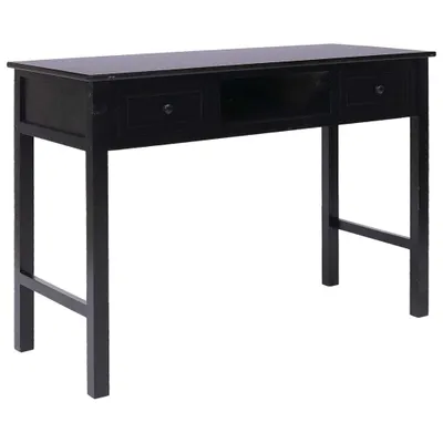 Image de vidaXL Bureau noir 108x45x76 cm bois massif de paulownia