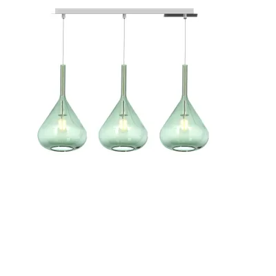 Obrázek produktu pro Závěsné svítidlo Contemp Rett Kona Metal Chrome Glass Green 3 světla E27