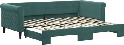 Productafbeelding van vidaXL Dagbed, uitschuifbaar, donkergroen, 90x200 cm, fluweel