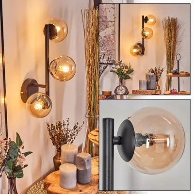 Produktbild von Isorella Wandlampe aus Metall/Glas in Schwarz/Bernsteinfarben