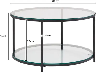 Immagine prodotto di Tavolino 80x80x45 cm vetro / metallo tavolo da soggiorno rotondo moderno | Wohnling