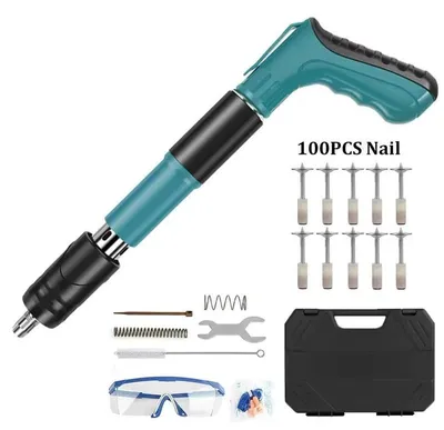 Produktbild von Beton-Nagelpistole, 5-Gang verstellbar, einfache Bedienung, Grün-100PCS Nagel