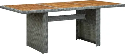Produktbild von Gartentisch Hellgrau Poly Rattan und Akazie Massivholz