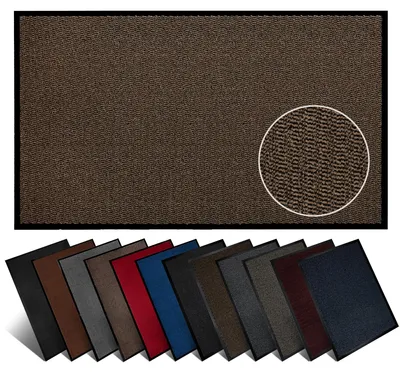 Produktbild von Furni24 Fußmatte Schmutzfangmatte 90 x 150 cm Braun/Schwarz – Rutschfeste Waschbare Türmatte für Innen- & Außenbereich