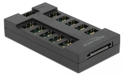 Produktbild von DeLOCK RGB Hub für ARGB LEDs mit 10 Ports, ARGB, ARGB, Schwarz, Kunststoff, 0,5 m, 90 mm