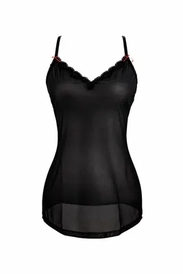 Produktbild von 119938 Schiesser Damen Spaghettitop Schwarz Gr 36/S – mit zarter Spitze & roter Schleife