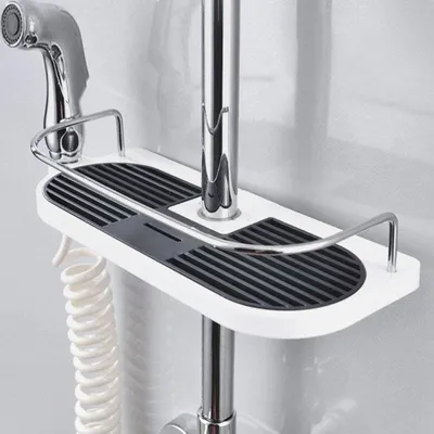 Produktbild von Duschablage für die Duschstange, Bohren Dusche Ablage Badezimmer Dusche Rack Verstellbar Höhe, Für Duschstange mit Durchmesser von 19mm - 25mm