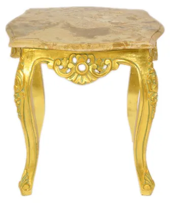 Produktbild von Casa Padrino Barock Beistelltisch Gold mit cremefarbener Marmorplatte 55 x 55 cm x H 55 cm