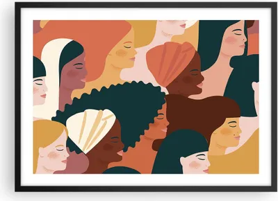 Produktbild von Gerahmtes Poster - Schwarzer Rahmen - Frauen Multikulturalismus Modern - 70x50 cm - Wand Bild - Wanddeko - Wandbilder - Kunstposter - Wandposter - Bilderrahmen - Bilder - Kunstdruck - P2BAA70x50-4500