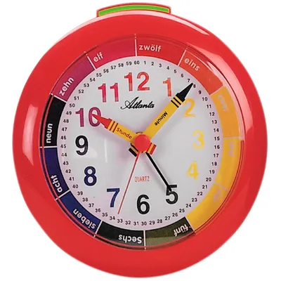 Produktbild von Atlanta 1265/1 Wecker Kinderwecker Quarz analog rot bunt Lernwecker für Kinder