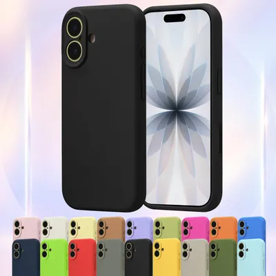 Produktbild von Silikonhülle für iPhone 15 Pro in Schwarz Schutzhülle mit Mikrofaser Inlay Cover Tasche