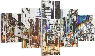 Produktbild von Bild auf Leinwand - Leinwandbild - Stadt Straße Haus - 125x70cm - Wand Bild - Wanddeko - Wandbilder - Leinwanddruck - Bilder - Kunstdruck - Wanddekoration - Leinwand bilder - Wandkunst - EA125x70-3800