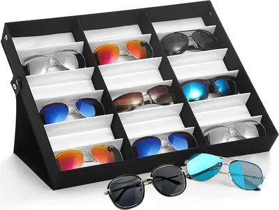 Produktbild von Mehrzweck-Glas-Box 18 Fächer Schmuck und Sonnenbrille Aufbewahrung
