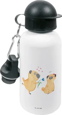 Produktbild von Mr. & Mrs. Panda Trinkflasche Mops Verliebt - Weiß - Geschenk, Wasserflasche, Getränkeflasche, Liebe, Freund, Hundemotiv, Hund, Sportflasche, Kindergarten, Knuffig