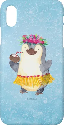 Produktbild von Mr. & Mrs. Panda Iphone 10 Handyhülle Pinguin Kokosnuss - Eisblau - Geschenk, Urlaub, Handy, Erholt, Hawaii, Pinguine, Case, Cover, X