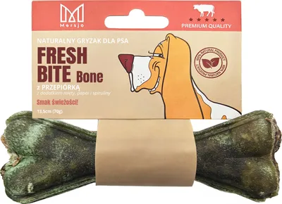 Obrázek produktu pro MERSJO žvýkací kost plňená křepelčím masem pro psy 13,5 cm - pro svěží dech