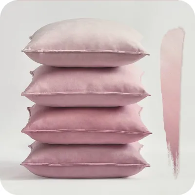 Produktbild von Set mit 4 Samtkissenbezügen, 40 x 40 cm, rosa Farbverlauf, flauschig