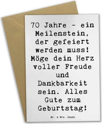 Produktbild von Mr. & Mrs. Panda Beileidskarte Spruch 70. Geburtstag Meilenstein - Weiß - Geschenk, babykarte, dankeskarten, Jubiläum, feiern, osterkarte, Alter, Happy Birthday