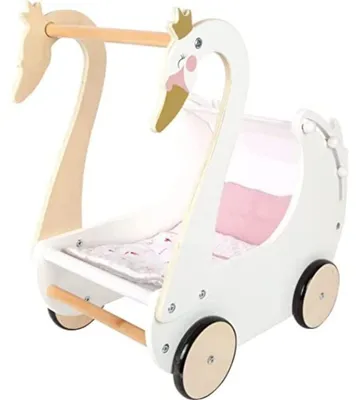 Produktbild von Holzpuppenwagen in Schwäneform für Kinder