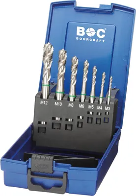 Produktbild von BOHRCRAFT Maschinengewindebohrer-Satz M3-M12 HSS-E Grünring 35º RSP 7-teilig