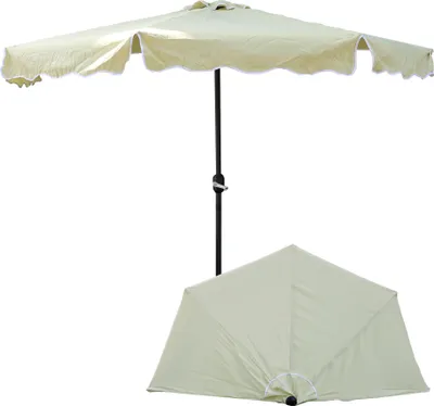 Image de Parasol jardin terrasse balcon demi Ø 270 cm H 235 Beige fixation murale