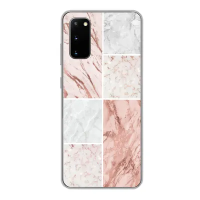 Produktbild von MuchoWow® Handyhülle Schutzhülle Hülle für Samsung Galaxy S20 Marmor - Weiß - Rosa Silikon Softcase Handy Hülle - Bild