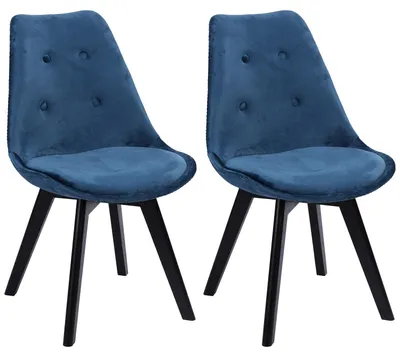 Produktbild von 2erSet Samtstühle NORA blau mit Kissen
