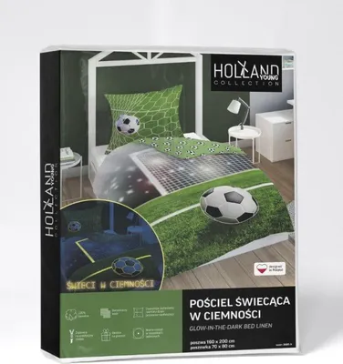 Zdjęcie produktu dla Pościel bawełniana świecąca w ciemności 140x200 Fluo piłka z piłką