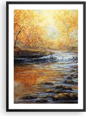 Produktbild von Gerahmtes Poster - Schwarzer Rahmen - Bach Park Baum - 50x70 cm - Wand Bild - Wanddeko - Wandbilder - Kunstposter - Wandposter - Bilderrahmen - Bilder - Kunstdruck - Wandbild - P2BPA50x70-3973