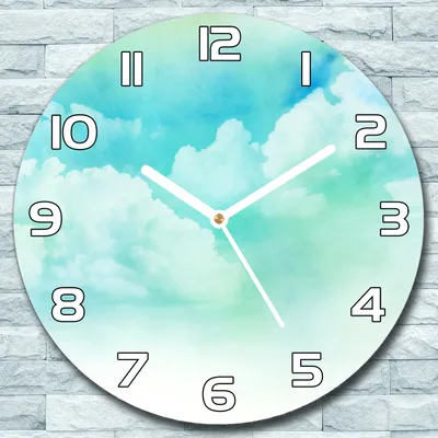 Produktbild von Wanduhr aus Glas Rund fi 30 Aquarell Wolke Quarz Deko Wohnzimmer Büro