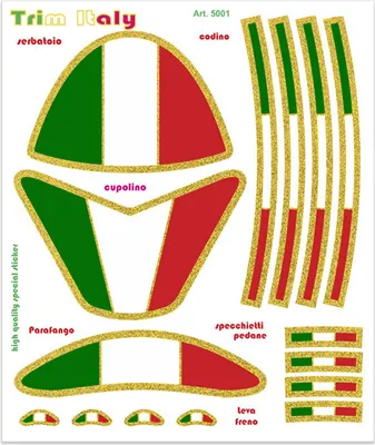 Image de Autocollant, kit de décoration moto tricolore Italia, Trim Italy