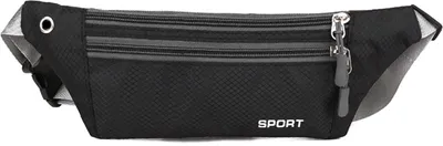 Produktbild von Wasserdichte Bauchtasche FüR Damen Herren, Sporttasche Outdoor LaufgüRtel Waist Bag Mit KopfhöReranlass FüR Camping Wandern Fitness Fahrrad Reisen Schwarz