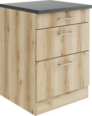 Produktbild von Optifit Schubladenunterschrank Livorno290 BxTxH 60 x 60 x 84,8 cm wildeiche matt strukturiert zerlegt KULI U636-9+