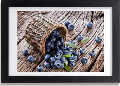 Produktbild von Bild 30x20 MDF-Rahmen, Wandkunst Blaubeeren in einem Korb