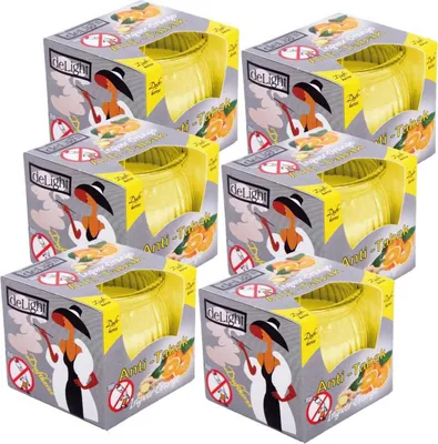 Obrázok produktu pre Vonná sviečka osviežovač miestnosti 6-pack v skle, dlhá doba horenia a príjemná vôňa ( Anti-Tobacco Ginger Ora )nge