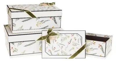 Immagine prodotto di Confezione regalo con fiocco, 3 pezzi, rametti ROZETTE