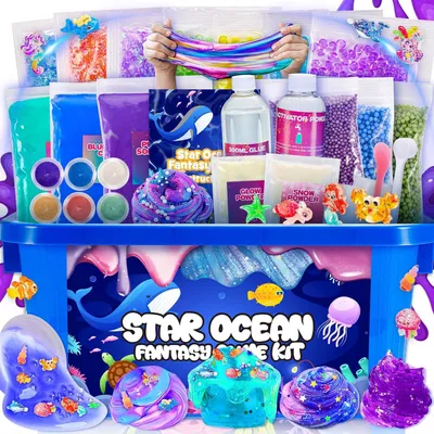 Productafbeelding van Slijm Kit - Marine galaxy slime making kit speelgoed voor 6 7 8 9 - Galaxy slime set om glow in the dark