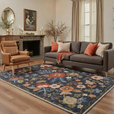 Teppich 160x230 cm, Vintage, Blumenmuster, waschbar, rutschfest