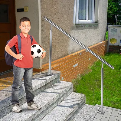 Obrázek produktu pro LARS360 100 cm Madlo, zábradlí, schodišťové zábradlí Ø 42 mm se zábradlovými tyčemi z nerezové oceli, 0 příčných prutů, terasové zábradlí na montáž na zem, stavebnice schodišť pro interiér i exteriér, schodišťové zábradlí, balkón, zábradlí