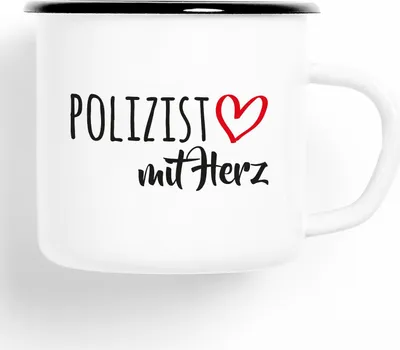 Produktbild von Huuraa Emaille Tasse Polizist Geschenk Kaffeebecher Vintage 300ml Polizist Präsent