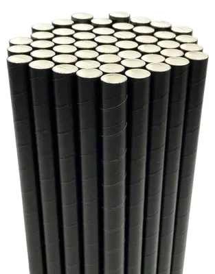 Produktbild von Papierstrohhalme Jumbo 12mm Breit Schwarz 50 Stück für Bubble Tea & Smoothies