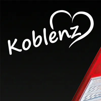 Produktbild von Auto Aufkleber Koblenz Herz Stadt City Liebe Love 18,5x8 cm Weiss Glanz Sticker Heckscheibenaufkleber