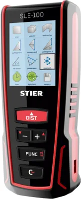 Produktbild von STIER Laser Entfernungsmesser SLE-100 100m, Lasermessgerät, Entfernungsmessgerät Laser, Entfernungsmesser, Laser Wasserwaage