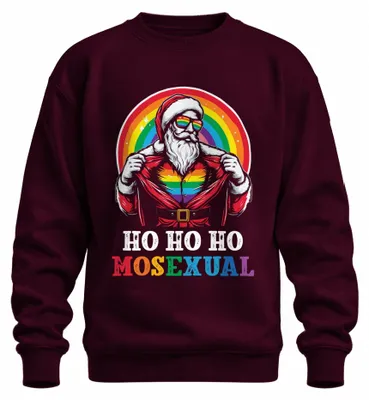 Obrázok produktu pre Ho Ho Ho Houal LGBTQ Santa - vianočný darček Uni vianočný sveter, bordová, M