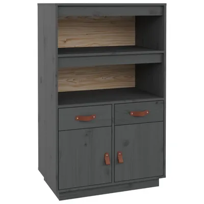 Produktbild von Highboard Grau 67x40x108,5 cm Massivholz Kiefer