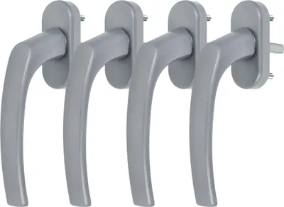 4 x Alu Fenstergriff in Silber F1 - Stiftlänge 40mm